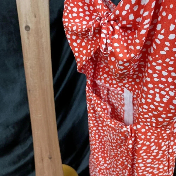 Summer dress spaghetti scrapped orange polka dot and open back - Picture 7 of 9